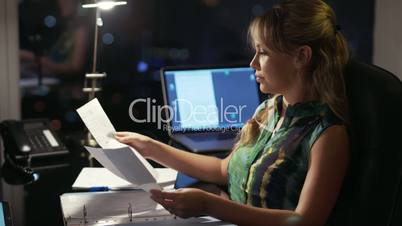 2 Businesswoman Working Late At Night With Tablet In Office