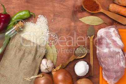 Products for pilaf with meat