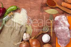 Products for pilaf with meat