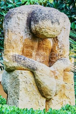 Human sculpture in the garden