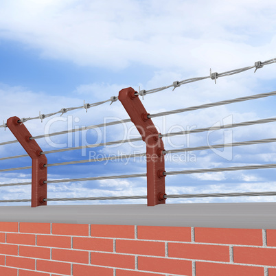 Wall with barbed wire