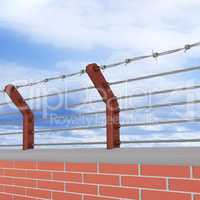 Wall with barbed wire