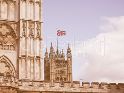 Retro looking Houses of Parliament in London