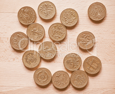 Pound coins vintage