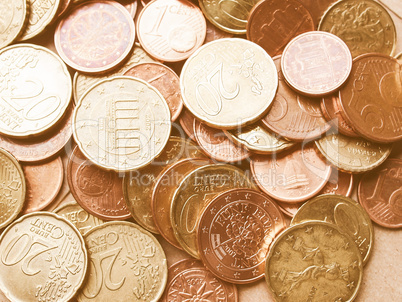 Euro coins background vintage