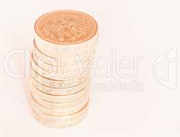 Pound coin pile vintage