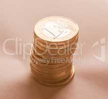 Many one Euro coins vintage