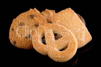 Butter cookies on black