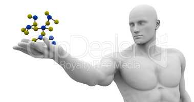 Man Observing Molecule Structure