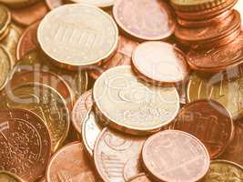 Euro coins background vintage