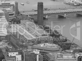 Black and white Aerial view of London