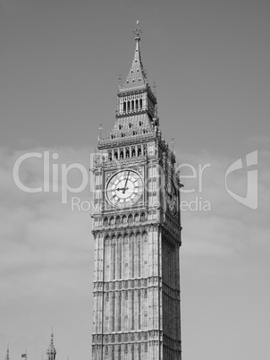 Black and white Big Ben in London