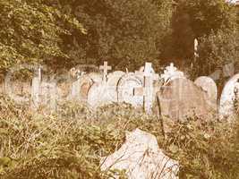 Tombs and crosses at goth cemetery vintage