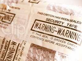 Warning - security tape vintage