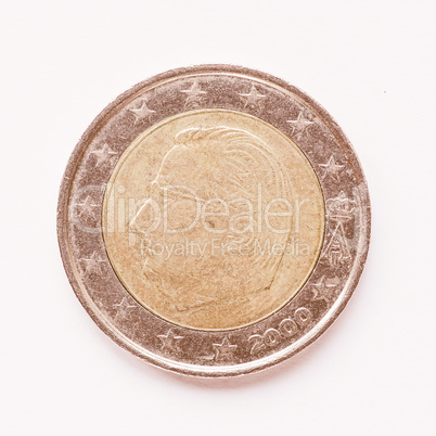 Belgian 2 Euro coin vintage