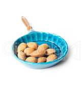 Almonds in a blue bowl