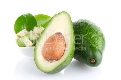 Avocados on white