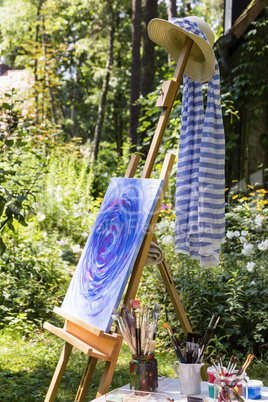 Malerei im Garten, painting in the garden