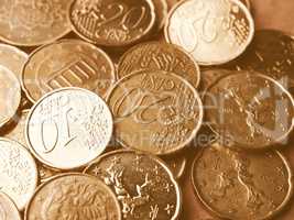 Euro coins background vintage