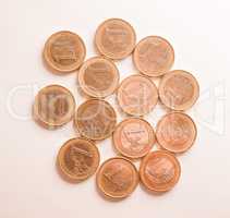 Many one Euro coins vintage
