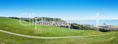 panoramic view over Hastings UK