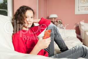 young girl mobile phone