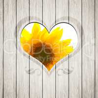 wooden heart sunflower