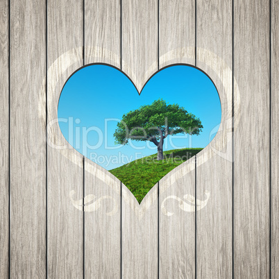 wooden heart with a tree