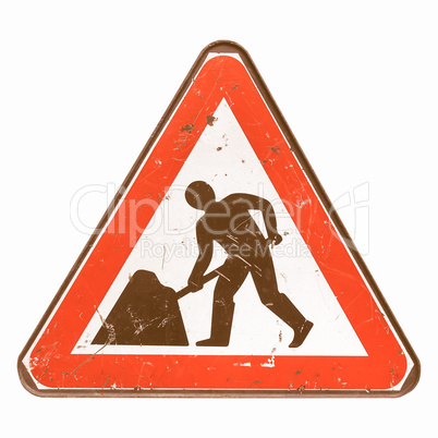 Roadworks sign vintage