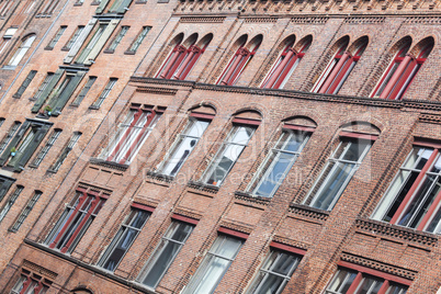 Fassade alter Lagerhäuser in Hamburg, Deutschland