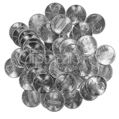 Black and white Dollar coins 1 cent wheat penny