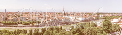 Retro looking Aerial view of Turin