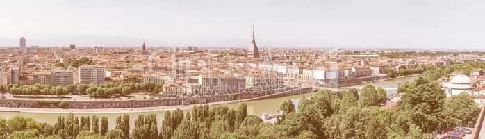 Retro looking Aerial view of Turin