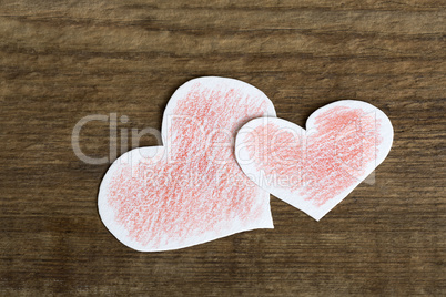 Two red paper hearts