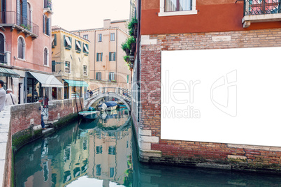 Blank advertising poster in Venice