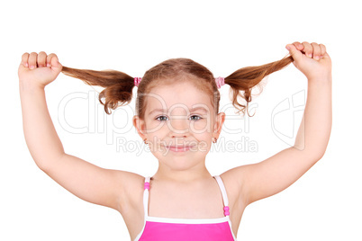 little girl with pigtails portrait