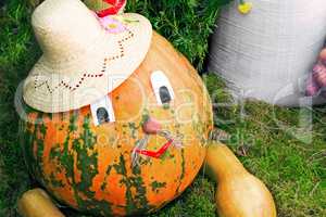 Large pumpkin originally executed as an amusing figurine.