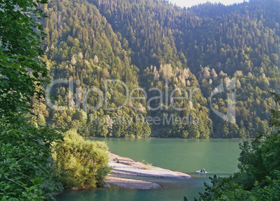 Rits's mountain lake in the mountains of the Caucasus.