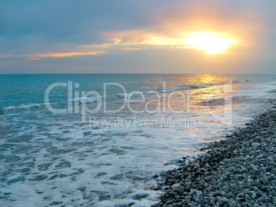 Landscape with views of the sea in the evening.