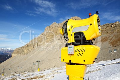 The snow cannon in ski resort, Madonna di Campiglio, Italy