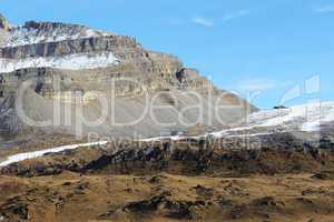 The ski slope with a view on Dolomiti mountains, Madonna di Camp