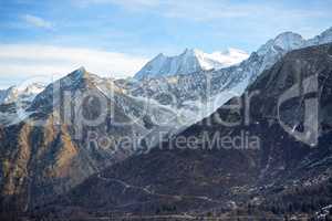 The view on Dolomiti mountains in Passo Tonale ski area, Italy