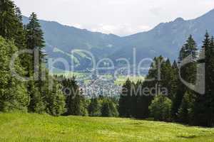 Village Oberammergau from above