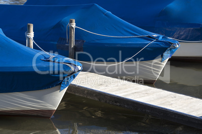 Sailing boats at the pier, Chiemsee, Bavaria