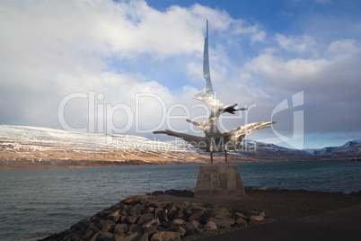 Sculpture at the harbour of Akureyri, Iceland