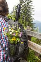 Closeup of a hiker with backpack