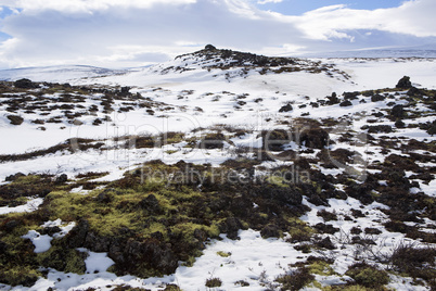 Wide panorama shot of winter mountain landscape, Iceland