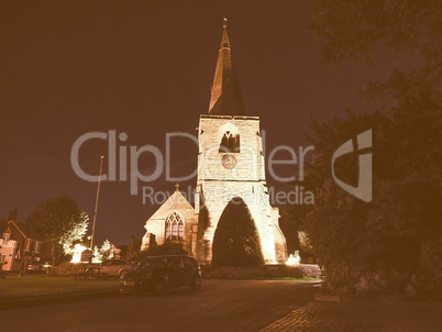 St Mary Magdalene church in Tanworth in Arden at night vintage