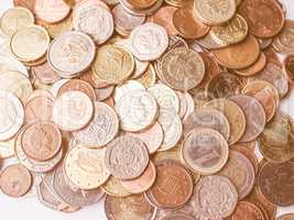Euro and Pounds coins vintage