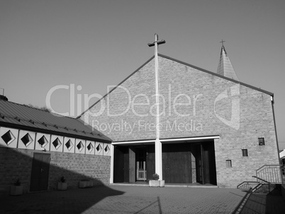 Black and white Cavagnolo parish church